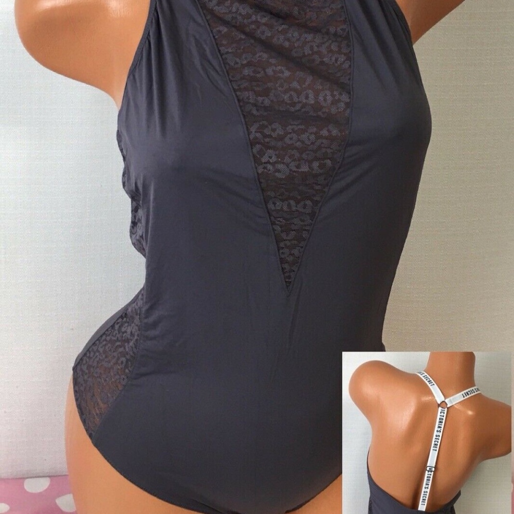 Victoria Secret Logo Lace Teddy Bodysuit Lingerie